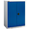 Schäfer Shop Genius dubbeldeurskast FS, staal, met ventilatiegaten, B 810 x D 520 x H 1105 mm, 3 OH, witaluminium/ gentiaanblauw, tot 180 kg