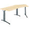 Schäfer Shop Genius ERGOSTYLE S bureau, 135°, C-poot frame, bevestiging rechts, handmatig in hoogte verstelbaar, melaminehars gecoat, B 2165 x D 800 x H 675-895 mm, ahorn/antraciet
