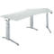 Schäfer Shop Genius ERGOSTYLE S bureau, 135°, C-poot frame, bevestiging rechts, handmatig in hoogte verstelbaar, melaminehars gecoat, B 2165 x D 800 x H 675-895 mm, aluminium lichtgrijs/wit