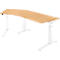 Schäfer Shop Genius ERGOSTYLE S bureau, 135°, C-poot frame, linkse aanbouw, handmatig in hoogte verstelbaar, melaminehars gecoat, B 2165 x D 800 x H 675-895 mm, beuken/wit