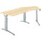 Schäfer Shop Genius ERGOSTYLE S bureau, 135°, C-voet frame, bevestiging rechts, handmatig in hoogte verstelbaar, melaminehars gecoat, B 2165 x D 800 x H 675-895 mm, ahorn/blank aluminium