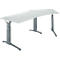 Schäfer Shop Genius ERGOSTYLE S bureau, 135°, C-voet frame, bevestiging rechts, handmatig in hoogte verstelbaar, melaminehars gecoat, B 2165 x D 800 x H 675-895 mm, lichtgrijs/antraciet