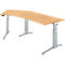 Schäfer Shop Genius ERGOSTYLE S bureau, 135°, één niveau, elektrisch in hoogte verstelbaar, bevestiging links, C-voet, B 2165 x D 800 x H 715-1182 mm, incl. Memory Master, beuken/blank aluminium