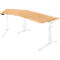 Schäfer Shop Genius ERGOSTYLE S bureau, 135°, één niveau, elektrisch in hoogte verstelbaar, bevestiging links, C-voet, B 2165 x D 800 x H 715-1182 mm, incl. Memory Master, beuken/wit