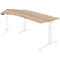 Schäfer Shop Genius ERGOSTYLE S bureau, 135°, één niveau, elektrisch in hoogte verstelbaar, bevestiging links, C-voet, B 2165 x D 800 x H 715-1182 mm, incl. Memory Master, eiken/wit