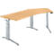 Schäfer Shop Genius ERGOSTYLE S bureau, 135°, één niveau, elektrisch in hoogte verstelbaar, bevestiging rechts, C-voet, B 2165 x D 800 x H 715-1182 mm, incl. Memory Master, beuken/blank aluminium