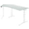 Schäfer Shop Genius ERGOSTYLE S bureau, 135°, elektrisch in hoogte verstelbaar, aanbouw links, tweetraps, C-voet, B 2165 x D 800 x H 645-1305 mm, incl. Memory Master, lichtgrijs/wit