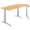 Schäfer Shop Genius ERGOSTYLE S bureau, 135°, elektrisch in hoogte verstelbaar, aanbouw rechts, tweetraps, C-voet, B 2165 x D 800 x H 645-1305 mm, incl. Memory Master, beuken/blank aluminium