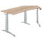 Schäfer Shop Genius ERGOSTYLE S bureau, 135°, elektrisch in hoogte verstelbaar, aanbouw rechts, tweetraps, C-voet, B 2165 x D 800 x H 645-1305 mm, incl. Memory Master, eiken/blank aluminium