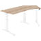 Schäfer Shop Genius ERGOSTYLE S bureau, 135°, elektrisch in hoogte verstelbaar, aanbouw rechts, tweetraps, C-voet, B 2165 x D 800 x H 645-1305 mm, incl. Memory Master, eiken/wit