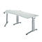 Schäfer Shop Genius ERGOSTYLE S bureau, 135°, links uitschuifbaar, handmatig in hoogte verstelbaar, B 2165 x D 800 mm, aluminium lichtgrijs/wit