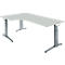 Schäfer Shop Genius ERGOSTYLE S bureau, 90°, C-voet frame, links uittrekbaar, handmatig in hoogte verstelbaar, melaminehars gecoat, B 2000 x D 800 x H 675-895 mm, lichtgrijs/antraciet