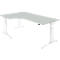Schäfer Shop Genius ERGOSTYLE S bureau, 90°, C-voet frame, links uittrekbaar, handmatig in hoogte verstelbaar, melaminehars gecoat, B 2000 x D 800 x H 675-895 mm, lichtgrijs/wit