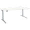 Schäfer Shop Genius ERGOSTYLE S bureau, elektrisch in hoogte verstelbaar, aanbouw rechts, tweetraps, C-voet, B 1800 x D 800/1000 x H 645-1305 mm, incl. Memory Master, wit/blank aluminium