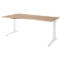 Schäfer Shop Genius ERGOSTYLE S bureau, handmatig in hoogte verstelbaar, rechthoekig, C-poot, bevestiging links, B 1800 x D 800/1000 x H 675-895 mm, eiken/wit