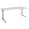 Schäfer Shop Genius ERGOSTYLE S bureau, handmatig in hoogte verstelbaar, rechthoekig, C-poot, bevestiging rechts, B 1800 x D 800/1000 x H 675-895 mm, aluminium lichtgrijs/wit