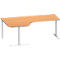 Schäfer Shop Genius escritorio angular MODENA FLEX 90°, fijación a la izquierda, pata en T tubo redondo, A 2000 mm, haya/blanco