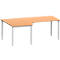 Schäfer Shop Genius escritorio angular MODENA FLEX 90°, fijación a la izquierda, tubo cuadrado de 4 patas, A 2000 mm, haya/blanco