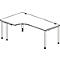 Schäfer Shop Genius escritorio angular MODENA FLEX 90°, fijación a la izquierda, unilateral, paneles laterales acortados, tubo redondo de 4 patas, decoración arce/aluminio blanco