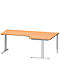 Schäfer Shop Genius escritorio angular MODENA FLEX 90°, fijación derecha, tubo redondo con pata en C, A 2000 mm haya/blanco