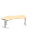 Schäfer Shop Genius escritorio angular MODENA FLEX, ángulo de 135° a la izquierda, tubo rectangular con pie en T, An 2165 x Pr 800/800 x Al 650-850 mm, arce/alu blanco