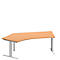 Schäfer Shop Genius escritorio angular MODENA FLEX, ángulo de 135° a la izquierda, tubo rectangular con pie en T, An 2165 x Pr 800/800 x Al 650-850 mm, haya/alu blanco