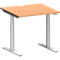 Schäfer Shop Genius Escritorio MODENA FLEX, tubo redondo con patas en T, 800 x 800 mm, haya/aluminio blanco