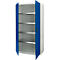 Schäfer Shop Genius Flügeltürenschrank FS, Stahl, mit Belüftungslöchern, B 1055 x T 620 x H 1950 mm, 5 OH, Lichtgrau/Enzianblau, bis 500 kg 