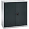 Schäfer Shop Genius Flügeltürschrank FS, Stahl, mit Belüftungslöchern, B 1055 x T 420 x H 1105 mm, 3 OH, weißaluminium/anthrazitgrau, bis 450 kg