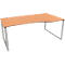 Schäfer Shop Genius Free-form bureau MODENA FLEX, ijzer-op-onderstel, handmatig in hoogte verstelbaar, uitschuifbaar rechts, B 1800 mm, afwerking in beukenhout 