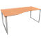 Schäfer Shop Genius Freiformschreibtisch MODENA FLEX, Bügelfuß, manuell höhenverstellbar, Ansatz links, B 1800 mm, Buche-Dekor
