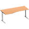 Schäfer Shop Genius Freiformschreibtisch MODENA FLEX, C-Fuß-Rechteckrohr, B 1800 mm, Ansatz links, Buche/weißalu