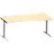 Schäfer Shop Genius Freiformschreibtisch MODENA FLEX, C-Fuß-Rechteckrohr, B 1800 mm, Ansatz rechts, Ahorn/weißalu