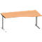 Schäfer Shop Genius Freiformschreibtisch MODENA FLEX, C-Fuß-Rechteckrohr, B 1800 mm, Ansatz rechts, Buche/weißalu