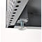 Detail shot of furniture with gray elements and adjustable screw as foot.
