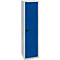 Tall steel cabinet with blue door and black handle, against a white background.