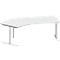 Schäfer Shop Genius hoekbureau MODENA FLEX 135°, T-poot ronde buis, B 2165 mm, bevestiging links, aluminium lichtgrijs/wit
