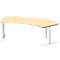 Schäfer Shop Genius hoekbureau MODENA FLEX 135°, T-poot ronde buis, B 2165 mm, bevestiging rechts, ahorn/wit aluminium