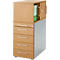 Schäfer Shop Genius Hoog ladeblok met opzetkast met schuifdeuren, afsluitbaar, B 435 x D 800 x H 1092 mm, met vierkante handgreep, beukendecor/blank aluminium