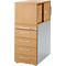 Schäfer Shop Genius Hoog ladeblok met opzetkast met schuifdeuren, afsluitbaar, B 435 x D 800 x H 1092 mm, met vierkante handgreep, beukendecor/blank aluminium