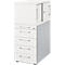 Schäfer Shop Genius Hoog ladeblok met opzetkast met schuifdeuren, afsluitbaar, B 435 x D 800 x H 1092 mm, met vierkante handgreep, wit/blank aluminium 