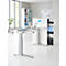 Schäfer Shop Genius Juego de muebles de oficina de 2 piezas, escritorio ERGOSTYLE, regulable en altura eléctricamente, aluminio blanco/blanco + pedestal alto con cajón vertical