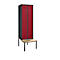Schäfer Shop Genius Kledingkast met bankje, 2 compartimenten, 300 mm vakbreedte, veiligheidsslot, antraciet/rood, antraciet/rubberrood