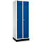 Schäfer Shop Genius Kledinglocker met fitting, 2 compartimenten, 300 mm compartimentbreedte, cilinderslot, lichtgrijs/gentiaanblauw