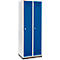 Schäfer Shop Genius Kledinglocker met fitting, 2 compartimenten, 300 mm compartimentbreedte, veiligheidsdraaigrendelslot, lichtgrijs/gentiaanblauw
