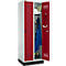 Schäfer Shop Genius Kledinglocker met fitting, 2 compartimenten, 300 mm compartimentbreedte, veiligheidsdraaigrendelslot, lichtgrijs/robijnrood