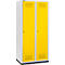 Schäfer Shop Genius Kledinglocker met fitting, 2 compartimenten, 400 mm compartimentbreedte, cilinderslot, lichtgrijs/koolzaadgeel