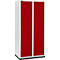 Schäfer Shop Genius Kledinglocker met fitting, 2 compartimenten, 400 mm compartimentbreedte, cilinderslot, lichtgrijs/robijnrood