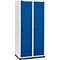 Schäfer Shop Genius Kledinglocker met fitting, 2 compartimenten, 400 mm compartimentbreedte, veiligheidsdraaigrendelslot, lichtgrijs/gentiaanblauw
