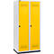 Schäfer Shop Genius Kledinglocker met fitting, 2 compartimenten, 400 mm compartimentbreedte, veiligheidsdraaigrendelslot, lichtgrijs/koolzaadgeel